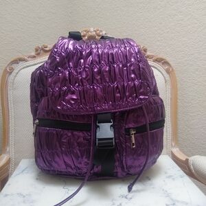Madden Girl Parachute Ruched Purple Backpack